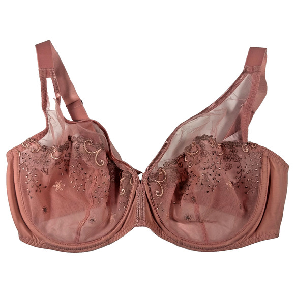 Simone Perele Bra 36F Peach Delice Sheer Plunge Underwire #12X319 Sexy Romantic - Picture 1 of 12